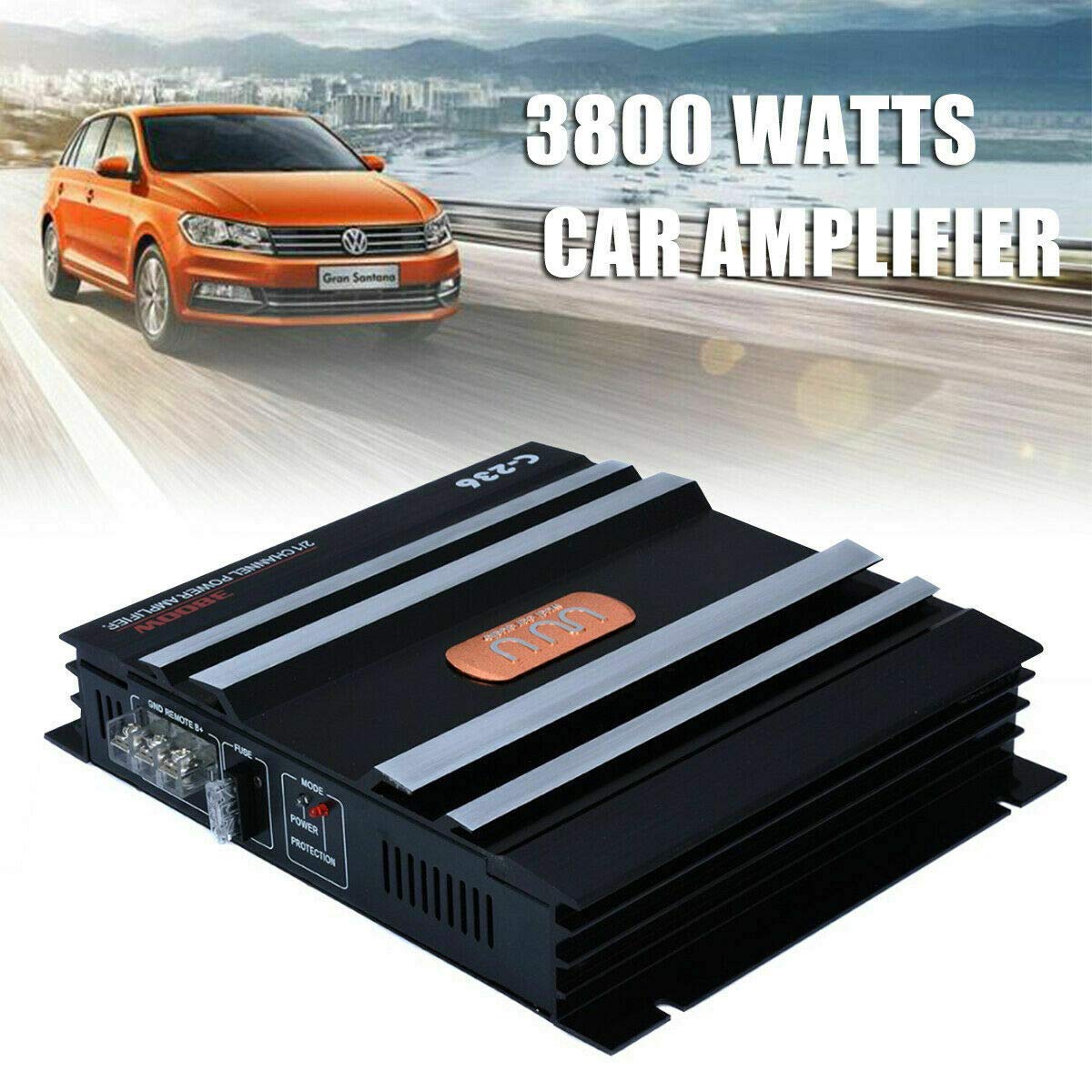 2 Channel Car Amplifier, Machswon Car Audio Power Amplifier Bass Box Subwoofer, 2 Channel Amplifier(3800w)