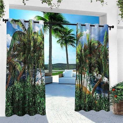 Amazon Com Leinuoyi Hawaiian Outdoor Curtain Set Of 2 Panels