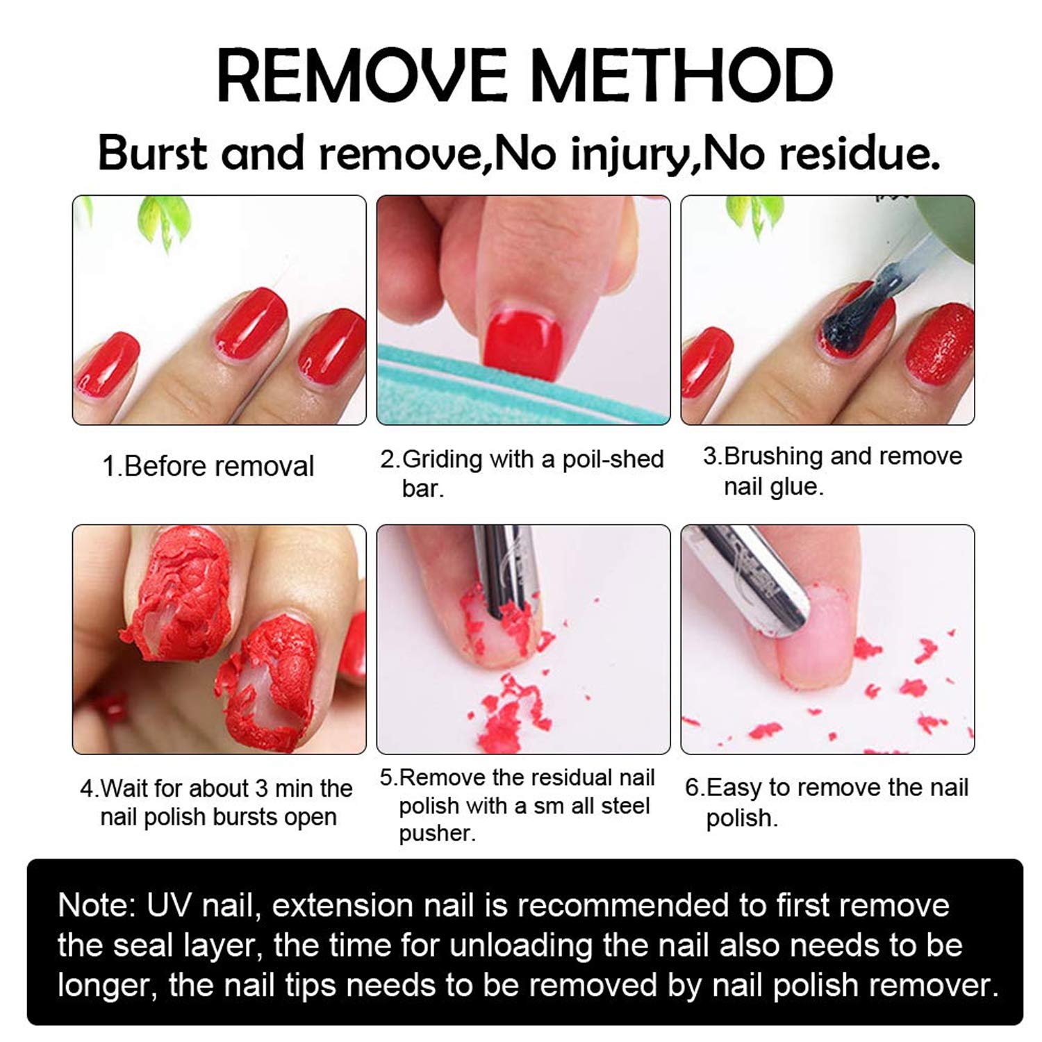 Reazeal 2pcs Magic Nail Polish Remover, Removes Soak-Off Gel Nail Polish, Easily & Quickly, Professional Non-Irritating Nail Polish Remover : Beauty