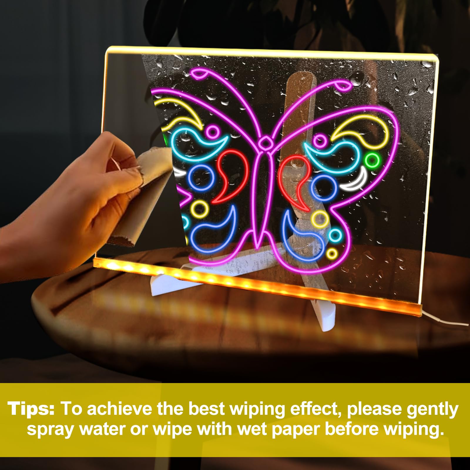 LED Note Board with Colors Christmas Gifts for Teens, Led Message Note Board Writing Board Drawing Board for Kids, Acrylic Light Up Dry Erase Board for Festival Decoration 7 Markers, 11.8 X 7.9in