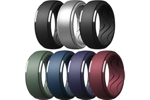 Egnaro Men's Silicone Rings 10mm Wide 2.5mm Thick, Rubber Wedding Bands with Inner Arc Ergonomic Breathable Design, 1/4/5/7 Variety Multipack