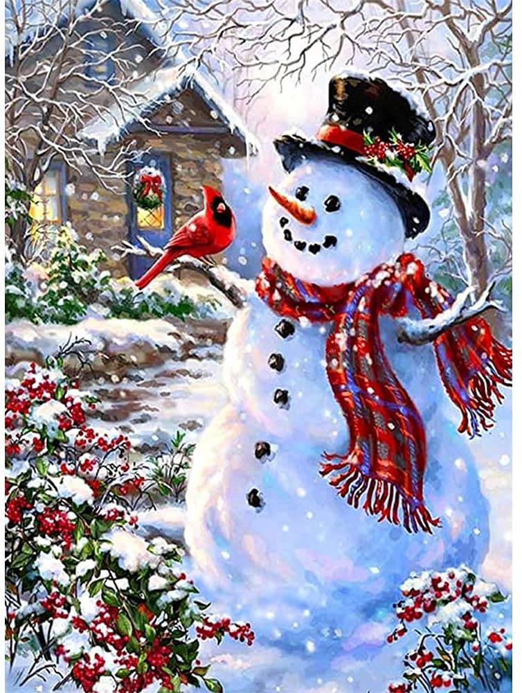 ZUHK 5D Christmas Diamond Painting Kits,Adults DIY Diamond Art Cross Stitch Paint by Numbers,fit for Christmas Home Wall Decor 30x40cm (Snowman)