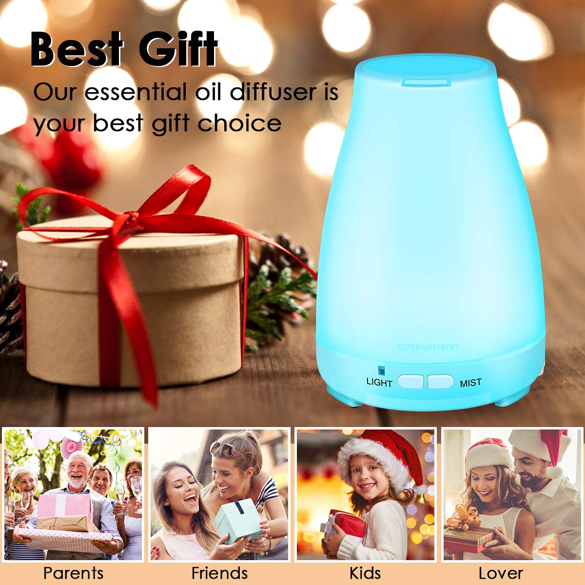 Essential Oil Diffuser 2 Pack Max 200 ML Ultrasonic Cool Mist Humidifiers BPA-Free Aromatherapy Diffuser with Waterless Auto Shut-Off Suitable for Office Home Bedroom Living Room : Beauty