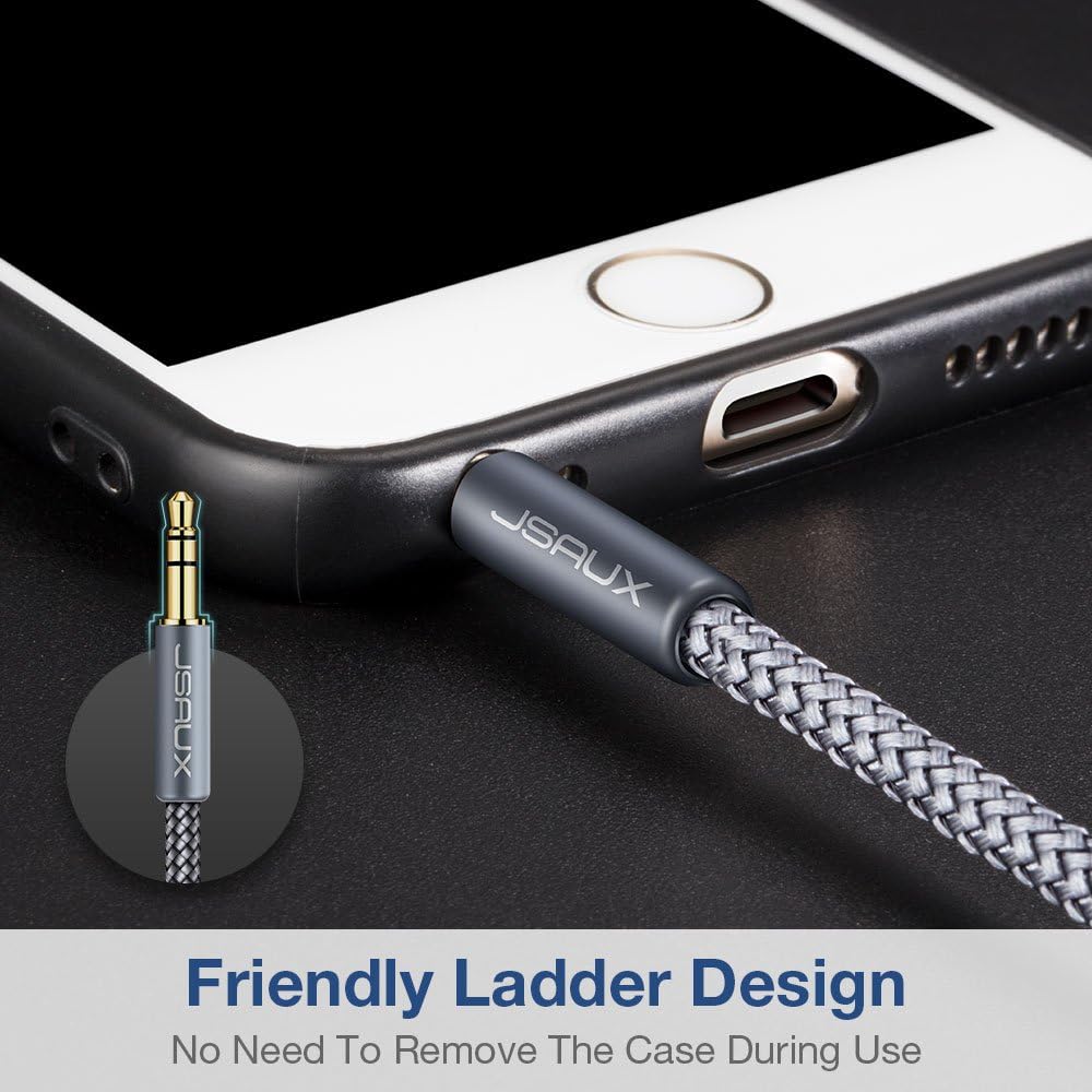JSAUX RCA Cable, [6.6ft/2M, Dual Shielded Gold-Plated] 3.5mm Male to 2RCA Male Stereo Audio Adapter Coaxial Cable Nylon Braided AUX RCA Y Cord for Smartphones, MP3, Tablets, Speakers, HDTV [Grey]: Industrial & Scientific