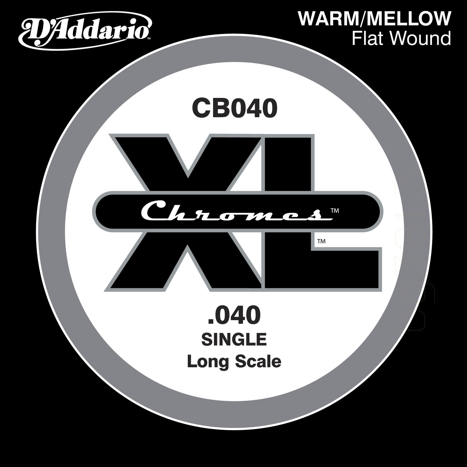 D'Addario Single Bass Chromes Flat Wound 040 Long Scale Strings