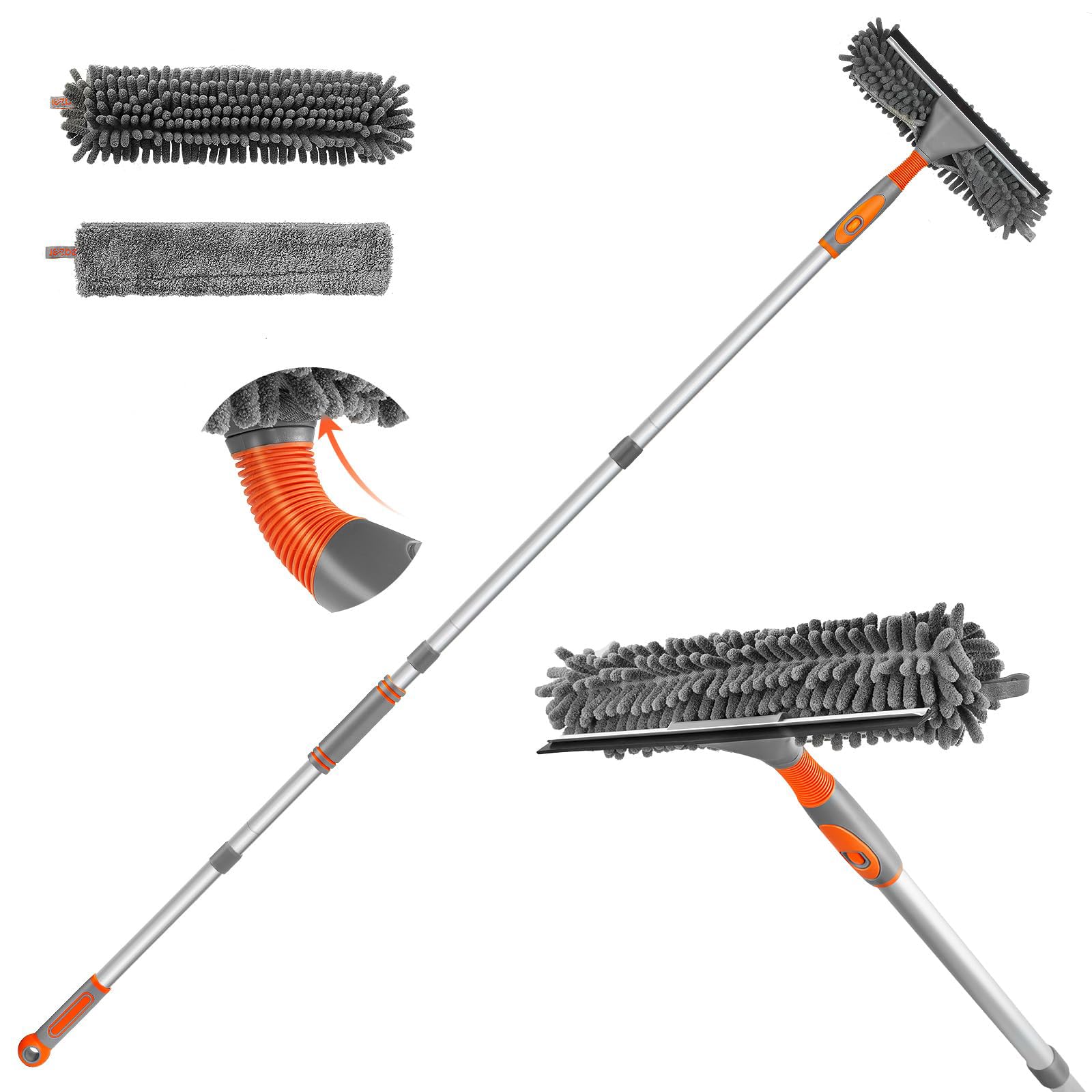 Photo 1 of Eazer Window Squeegee Cleaner - 2 in 1 Window Cleaning Tool Kit, 62inch Extension Pole Washer Equipment for Car Indoor Outdoor Window Glass