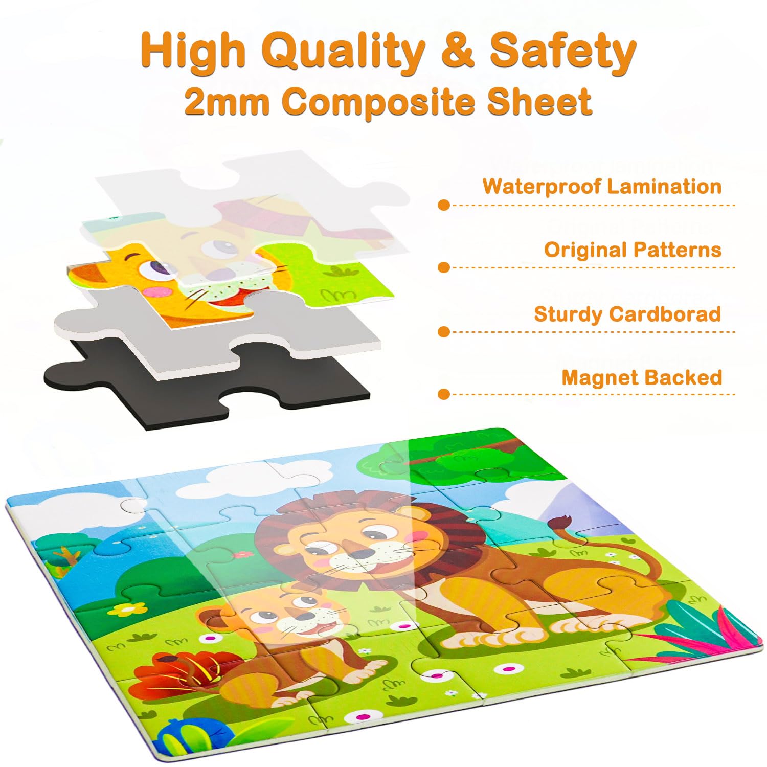 Magnetic Puzzles for Toddlers 2-4, 4 in 1-12/16/20/25 Pieces Portable Puzzle Toys for Toddlers 3-5, Magnetic Animals Puzzles Gifts for Boys Girls, Travel Toys and Games for Kids in Car Airplane