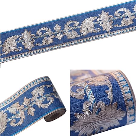 Amazon Com Mullsan 5meters Dark Blue Feather Flower Petals Wallpaper Border Peel Stick Wall Covering Kitchen Bathroom Bedroom Tiles Decor Sticker Arts Crafts Sewing