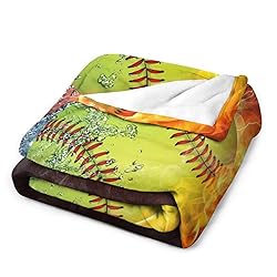 Softball On Fire and Water Sofa Throw Blanket