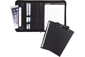 Samsill Professional Padfolio Bundle, Includes Removable Clipboard, 0.5-Inch Round Ring Binder with Secure Zippered Closure and 10.1 Inch Tablet Sleeve, Black, Full Size (70829)