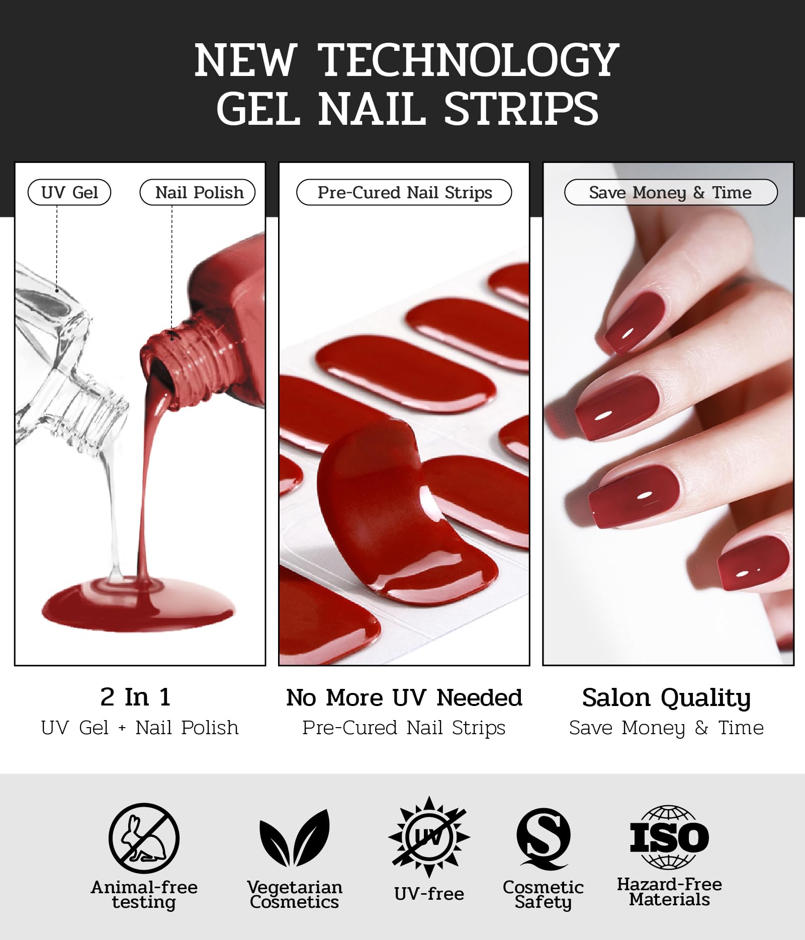 ruyeefam Nail Polish Strips - 22 Pcs Salon Quality Gel Nail Stickers - Long Lasting Wraps (Drama Queen Jam Pink) - Image 7