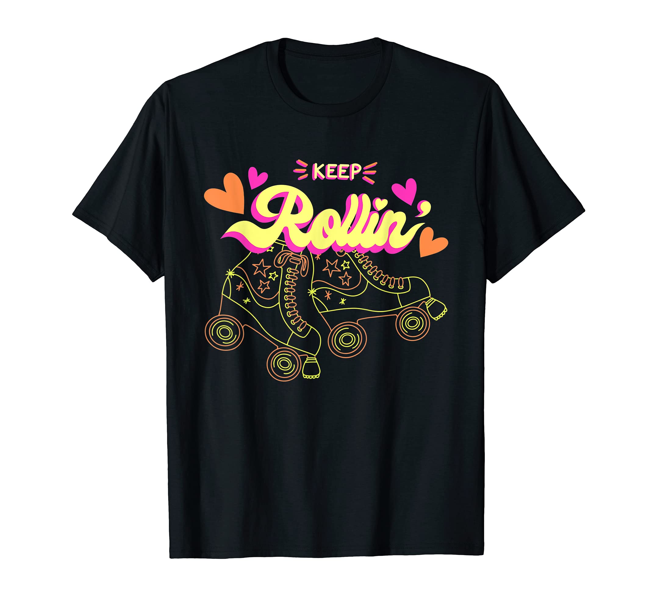 Keep Rollin' Roller Skating 4 Wheel Skates Skater T-Shirt