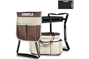 Aimerla Foldable Garden Kneeler Seat Heavy Duty [Upgraded Thick Kneeling Pad] Durable Garden Stool with Large Garden Tool Bags with Pockets - Portable Garden Bench Gardening Gifts for Parents