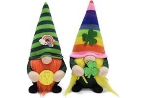 Attiigny 2pcs St.Patrick's Day Gnomes Decor Gifts,Small Shelf Tray Ornament Tomte Irish Leprechaun Nisse Plush Tomte, Green Saint Paddy's Day Elf Dwarf Scandinavian Gnomes for Home