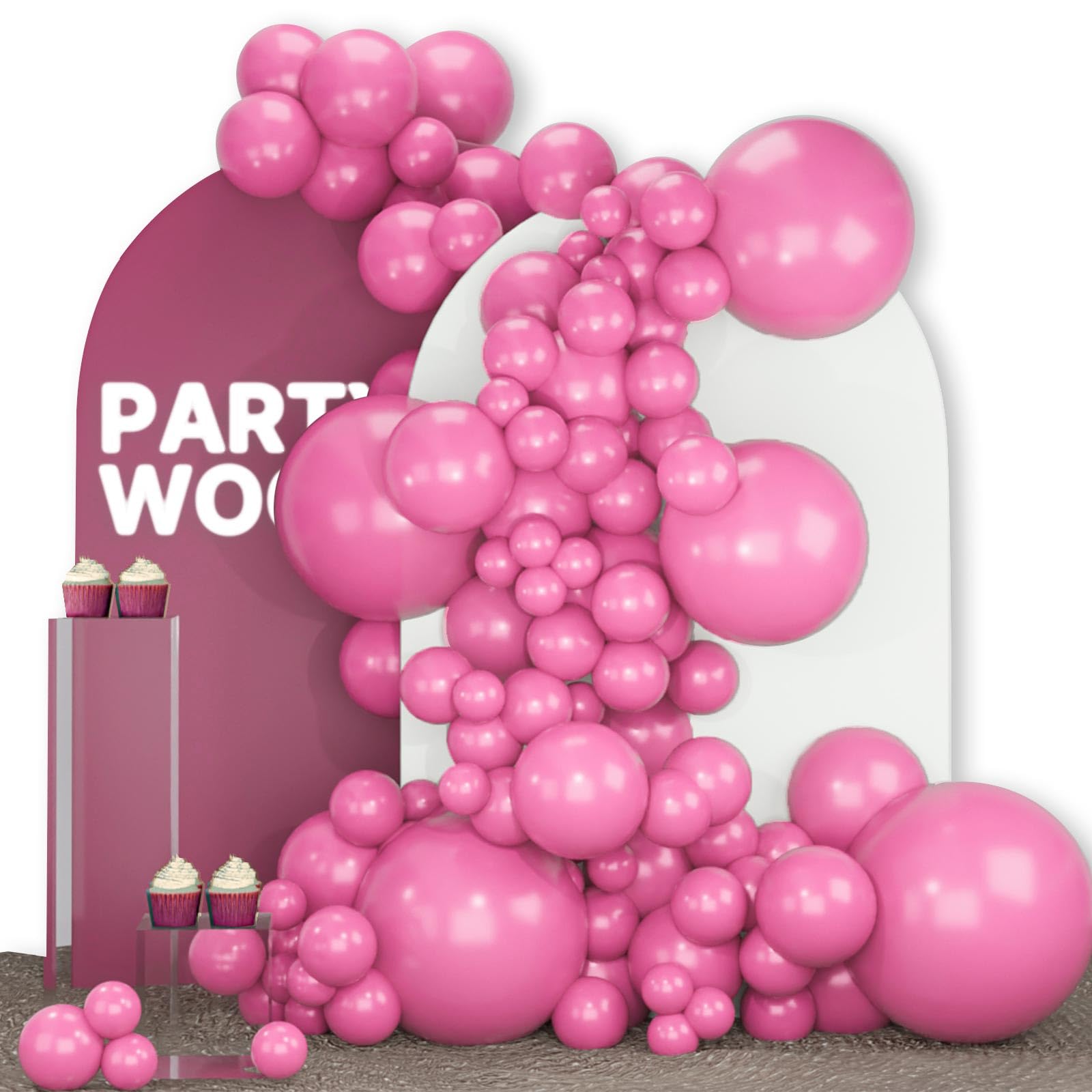 Photo 1 of ***missing parts*** PartyWoo Hot Pink Balloons 140pcs Different Sizes of 18 12 10 5 Inch Magenta Fuchsia Dark Pink Balloon Arch Kit Garland for Wedding Girl Baby Shower Princess Birthday 1950s Party Decorations Pink-Y01