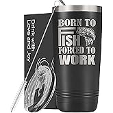Onebttl Fishing Gifts for Men, Fishing Mug for Men, 20oz Stainless Steel Tumbler, Laser Logo, Born to Fish