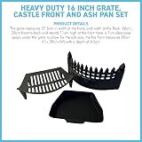 Thorness 16 Inch Cast Iron Castle Fire Fret Grate Ash Pan Set Matt Black view 4