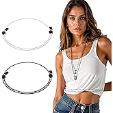 Ouligay 2 Pcs Crop Band Women, Adjustable Shirt Tuck Band Women, Tucking Sweaters Shirts Elastic Stretch Belts Tool for Girl Change Style of Clothes(Black White)