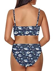 Howilath Women Bikini Set Blue Cartoon Sharks
