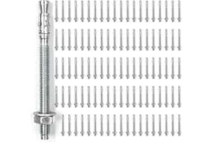 5/16x4 Inch Standard Fasteners for Heavy-Duty Zinc Wedge Anchors for Cement and Concrete (Box of 100)