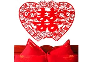 Xiaomei Chinese Traditional Wedding Red Non-Woven Double Happiness Cut, Wedding Decoration, Door Stickers, Chinese Hand-Paper