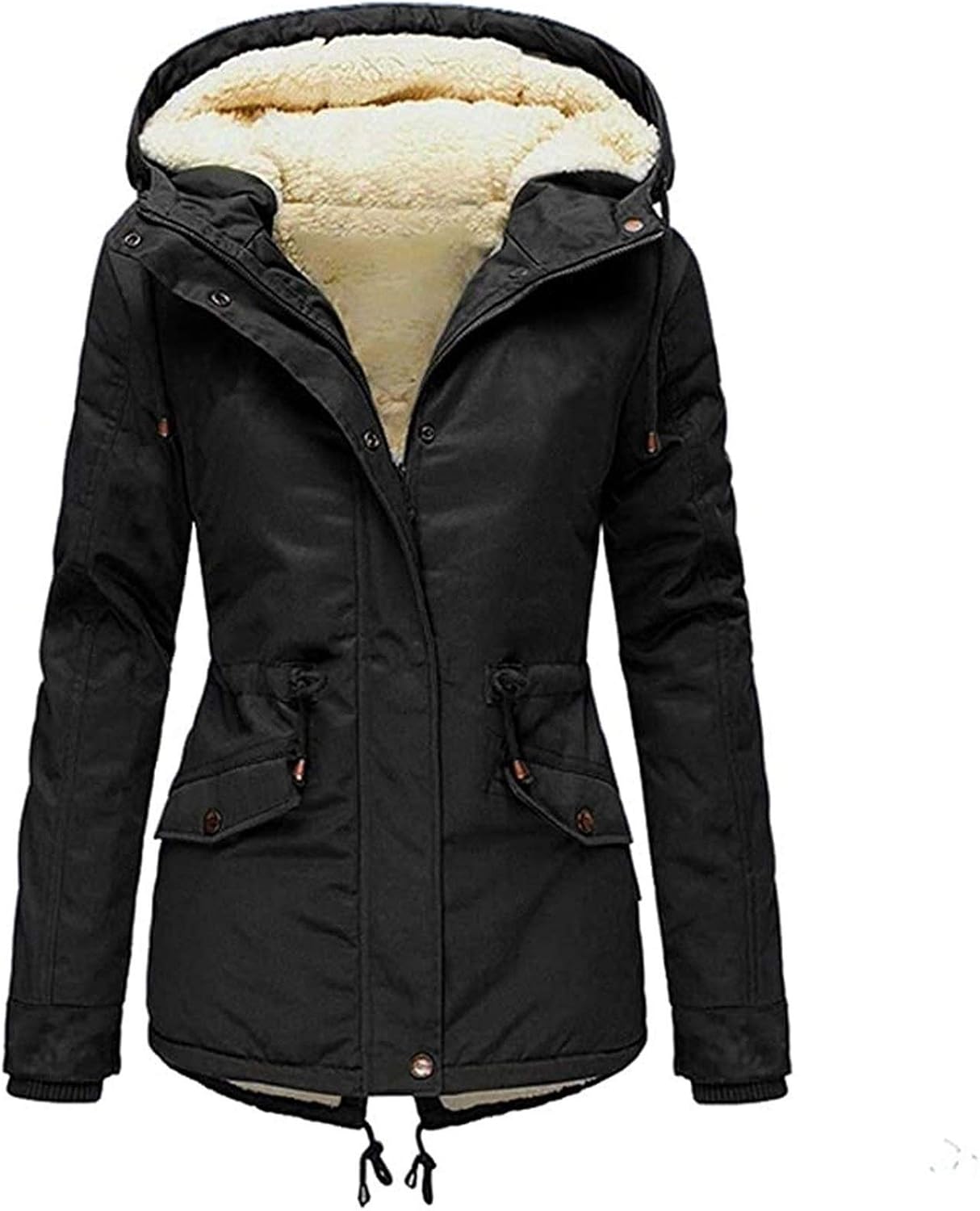 CRMY Ladies Autumn Winter Jacket Warm Lined Hooded Jacket Wind Coat