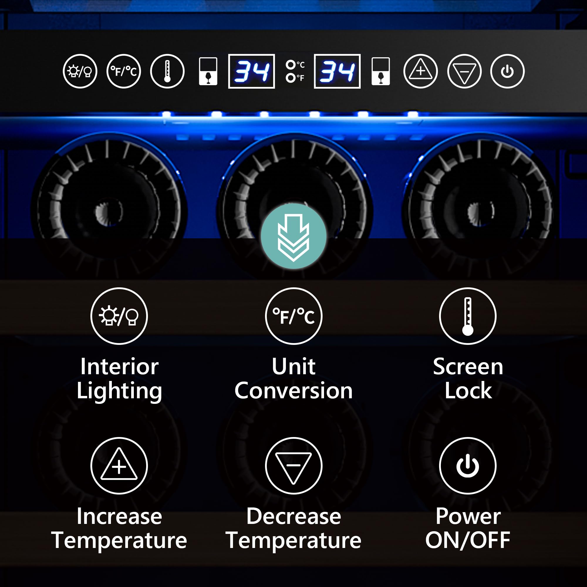 EUHOMY 15 Inch Wine Fridge, Dual Zone Wine Chiller with Digital Temperature Control, Wine Cooler Upgraded Compressor Fits Low Noise, Wine Storage with Double-Layer Glass Door, 33 Bottles.