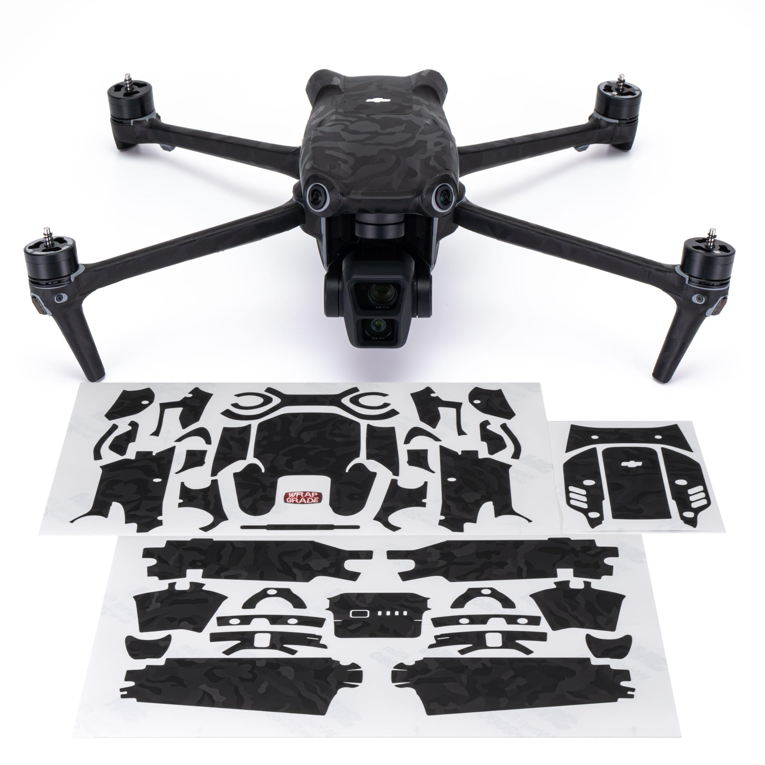 WRAPGRADE Skin Stickers compatible with DJI Air 3 | Full Wrap Set (BLACK BUMPY CAMO)