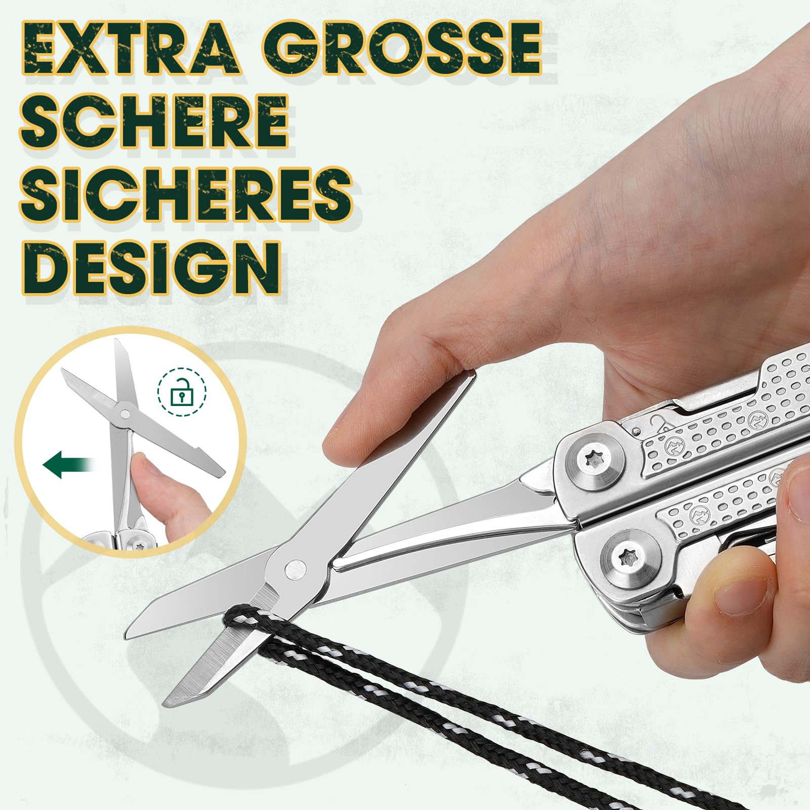 Multper Multitool Werkzeug, Geschenke für Männer, Aufgerüstetes Multi Tool Edelstahl Faltbares mit Damastmesser, Drahtschneider und Schraubendreherset, Multifunktionszange für Outdoor und Camping 5