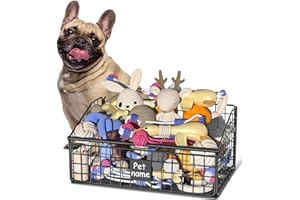 Foellstoe Dog Toy Bin Toy Basket Metal Storage Box with Handles Dog Organizer Chew-Proof Dog Toy Box Blankets Leashes Chest Puppy Dog Toy Storage Container Home Decor Pet Toys Dog Cat