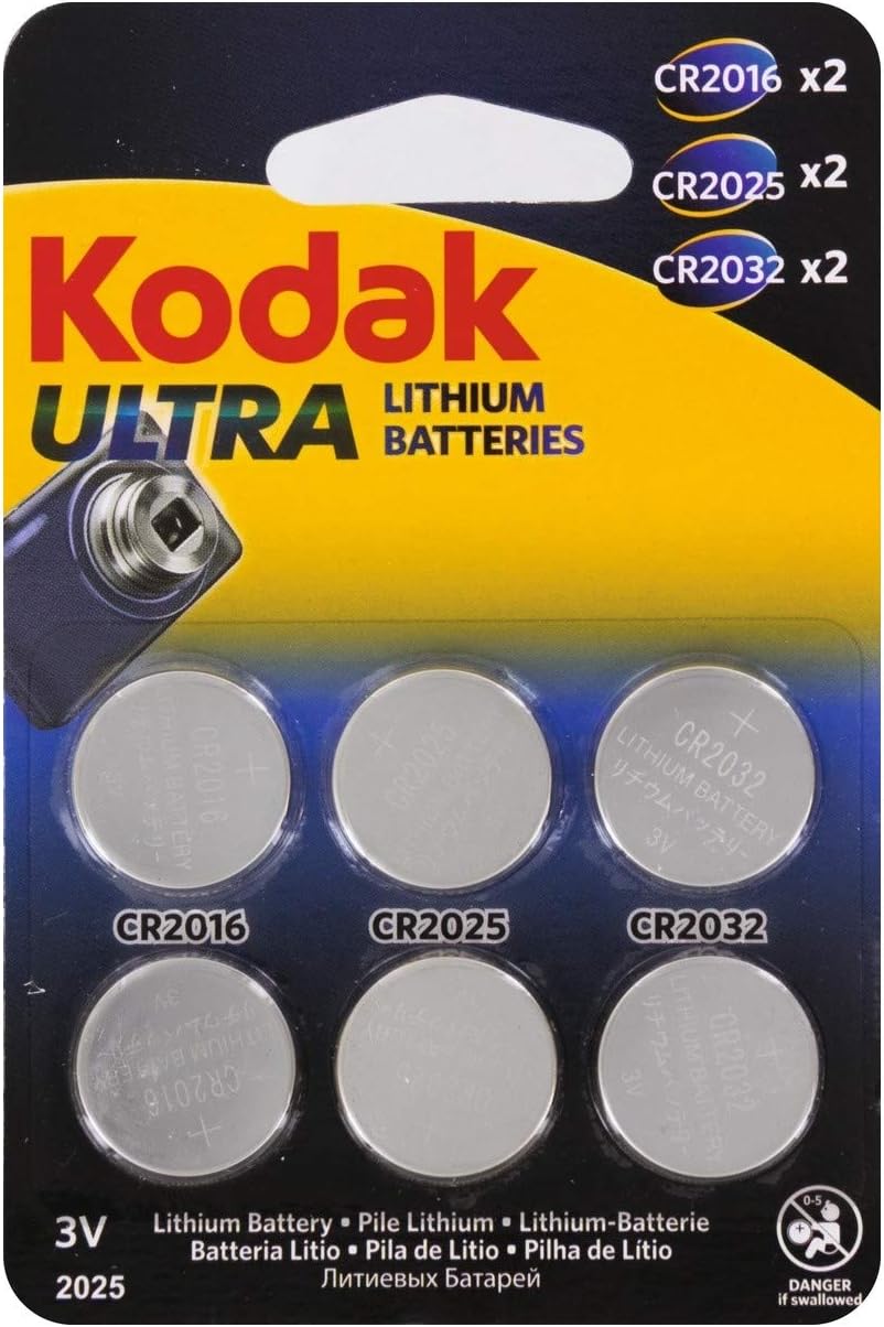 Kodak Ultra Lithium Button Cell Batteries Pack of 6 (2 x CR2016 2