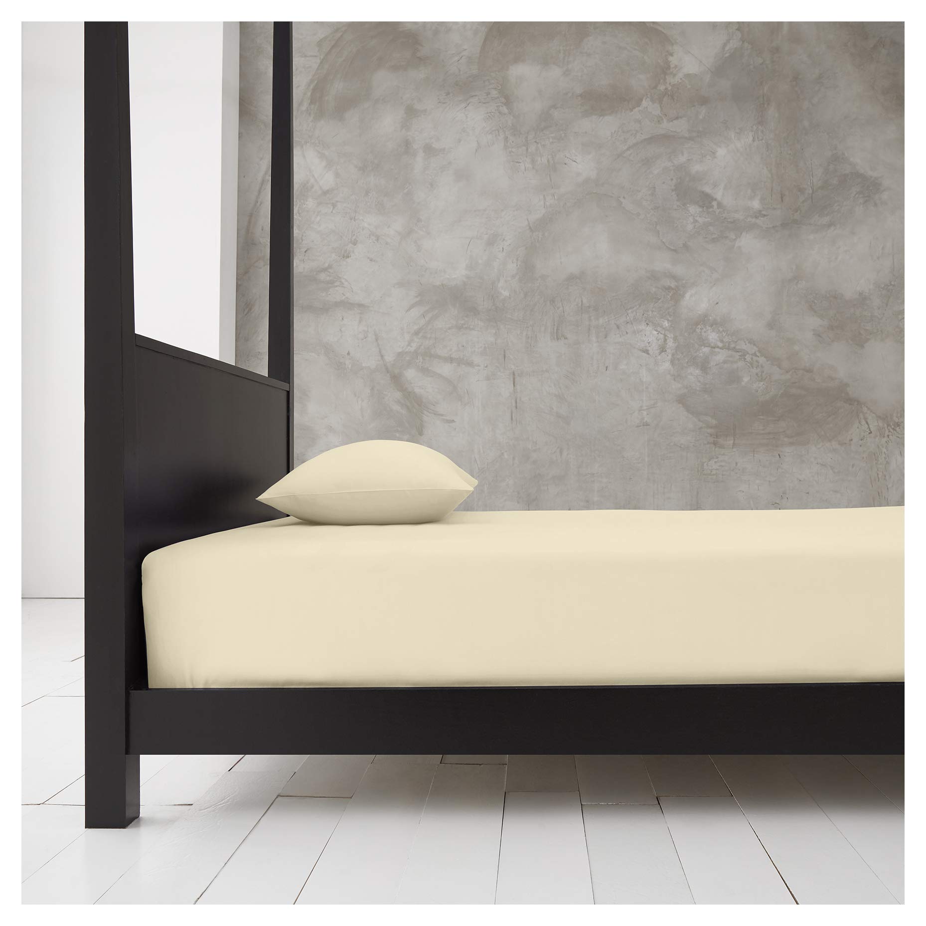 Gaveno Cavailia Super Soft Plain Dyed Diamond Deep Fitted Sheet [ Single - Cream ]