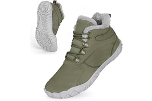 Yoyumtz Winter Snow Boots for Women Men, Hike Winter Barefoot Shoes Minimalist Winter Snow Boots Zero Drop & Wide Toe Box & Waterproof Fur Lining Snow Booties Warm Hike Shoes