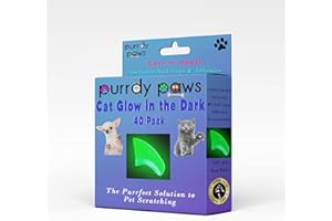 Purrdy Paws 40 Pack Soft Nail Caps for Cat Claws Green Glow in The Dark Medium