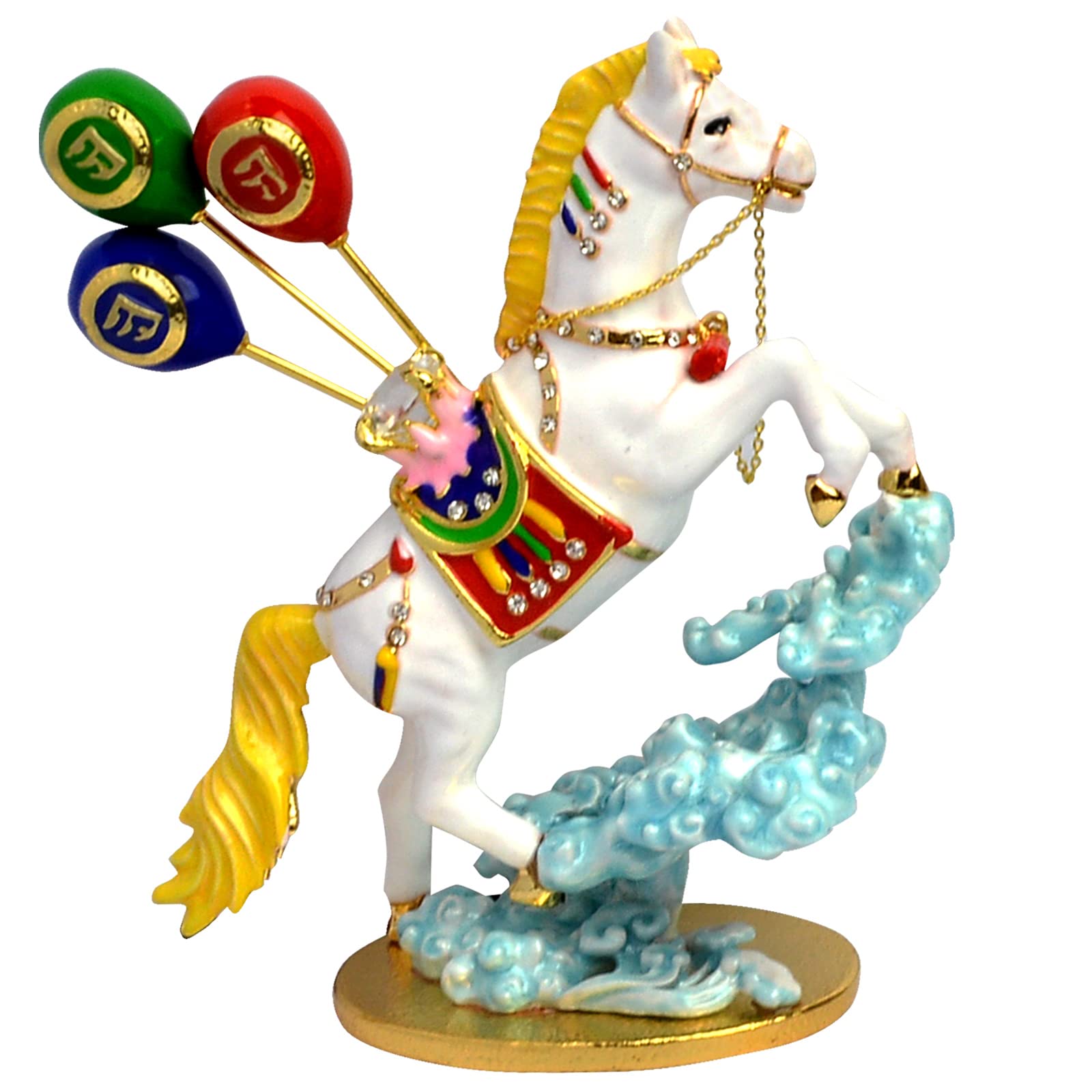 Juanxian Joyous Windhorse Horses Collection White Horse with Balloons Figurine Decoration