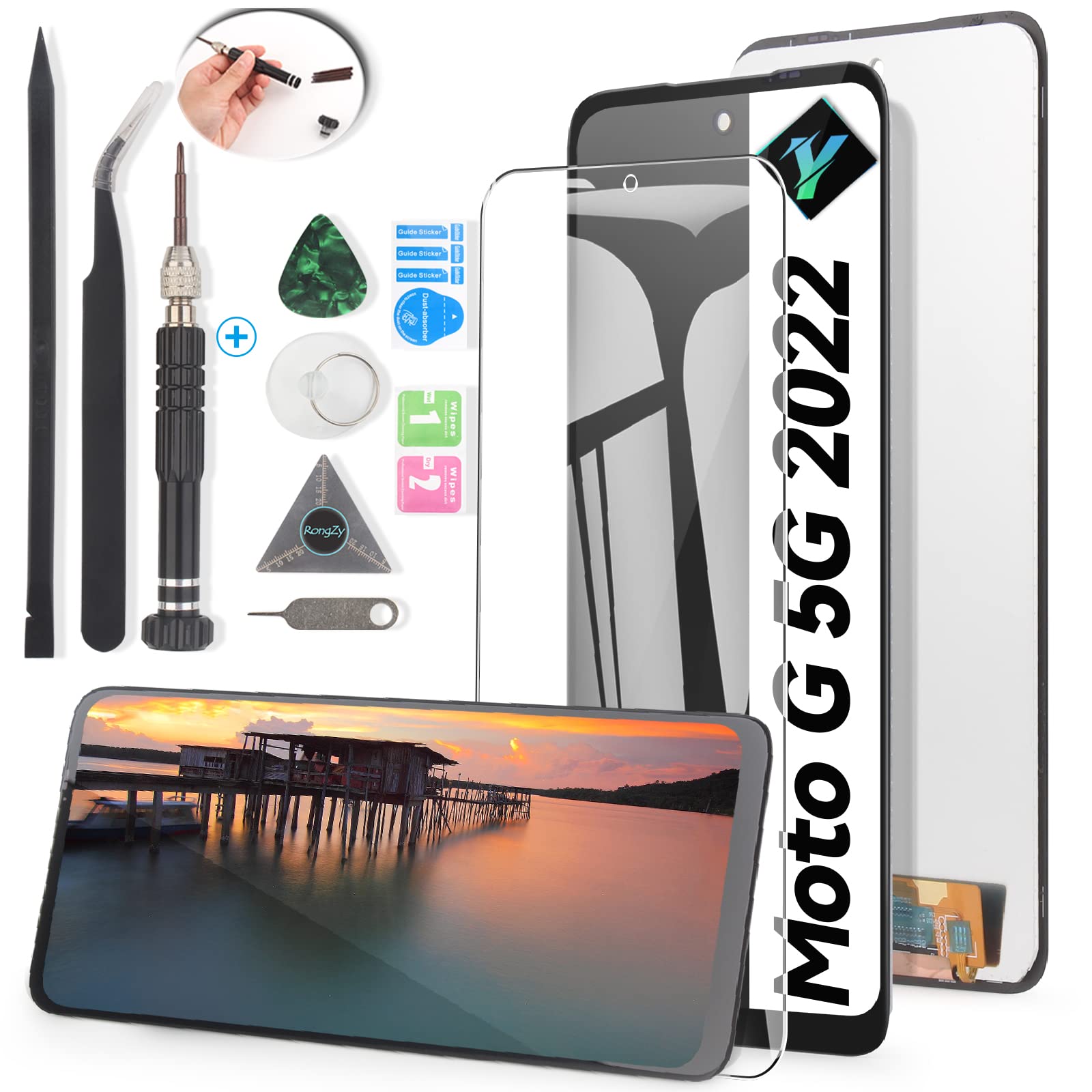 Photo 1 of YWLRONG for Motorola Moto G 5G 2022 Screen Replacement Touch LCD Display Digitizer Assembly for Motorola G 5G XT2213-3 XT2213DL XT2213 with Kit(Black)
