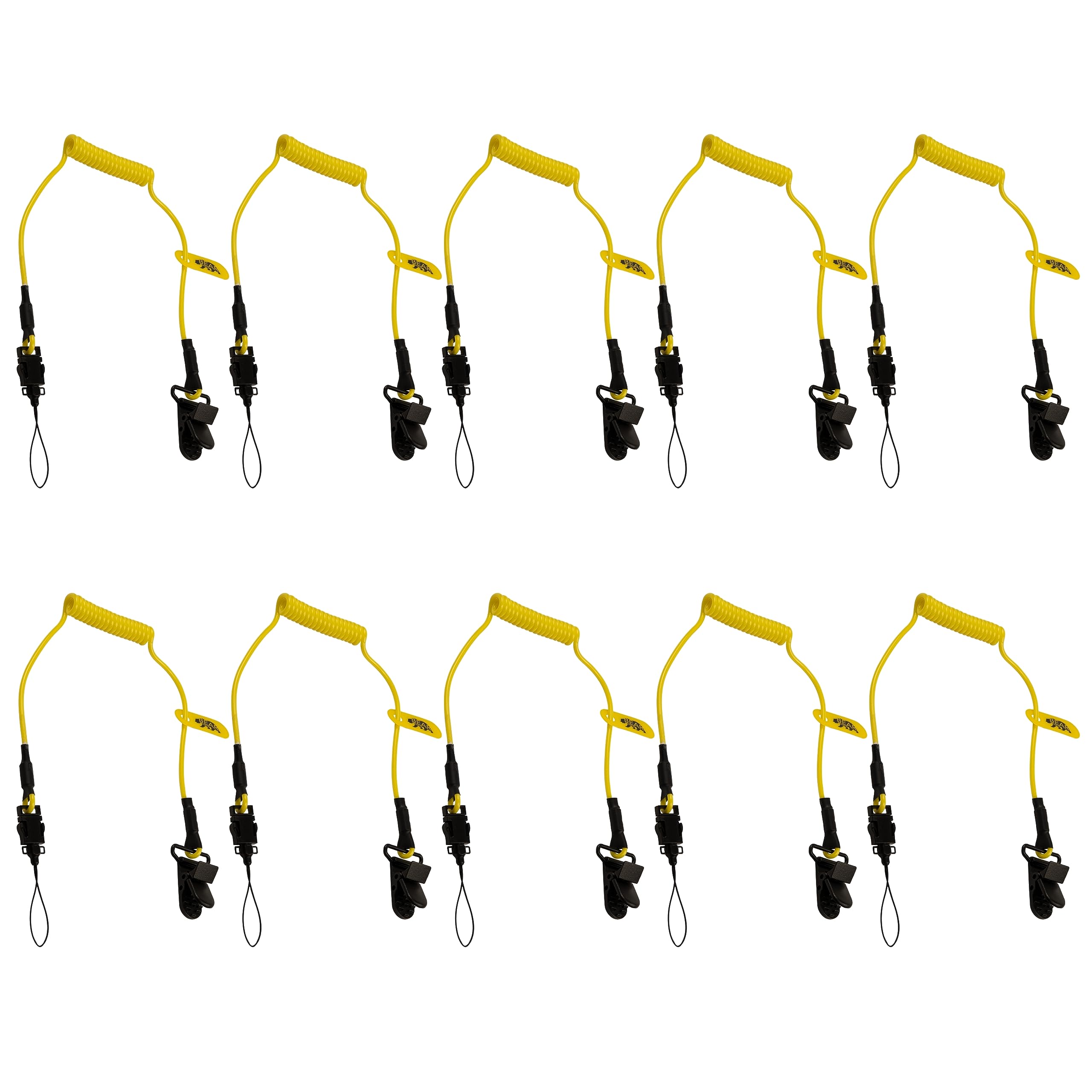 BearTOOLS Micro Coil Elastic Lanyard, Max Load 0.9kg 50cm Dual Attachment | Tool lanyard for small tools, helmets | Coil Lanyard, Hardhat Accessory | Used in construction & work sites (10-Pack)