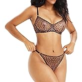 BoldBeauty Lingerie Sets for Women Sexy Mesh Sheer Underwire Push Up See Through Bra and Panty Sets