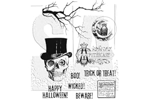 ART GONE WILD Tim Holtz Cling 7"X8.5" STAMP, Mr. Bones