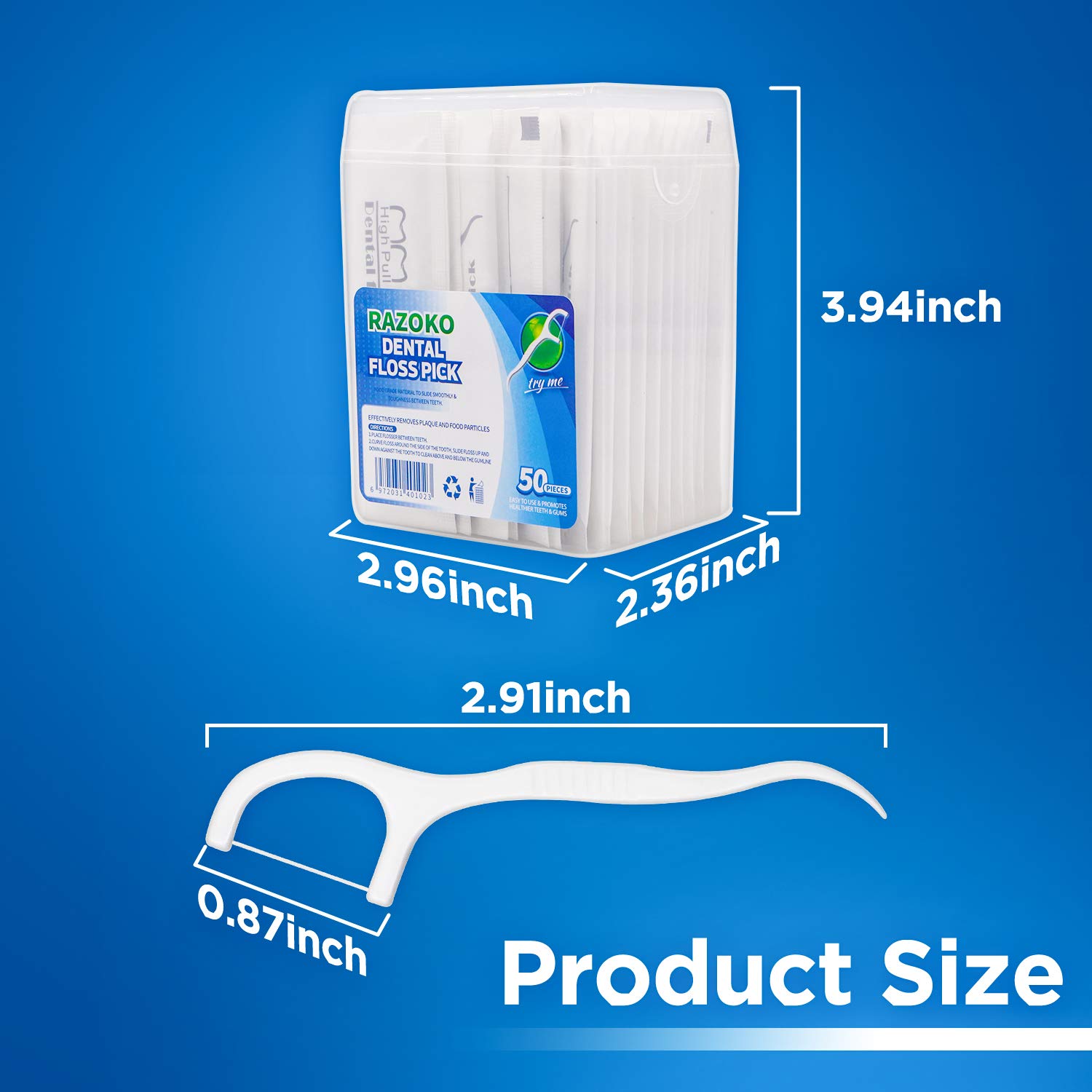 Dental Floss Picks, High Toughness Toothpicks Sticks Individual Package 4-Pack(200pcs) Clean/Heathy Dentalpicks Perfect for Family,Hotel,Travel