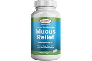 HEALTH LFE Mucus Relief Guaifenesin Caplets 400 mg, Immediate Release Fast Acting Expectorant, Thin and Loosens Mucus, Relieves Chest Congestion, Cough, Cold and Flu (Medium, 200 Count)