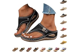 Orthopedic Sandals for Women Wide Fit Wedge Sandals with Arch Support Plantar Fasciitis Slippers Non Slip Outdoor Flip Flops
