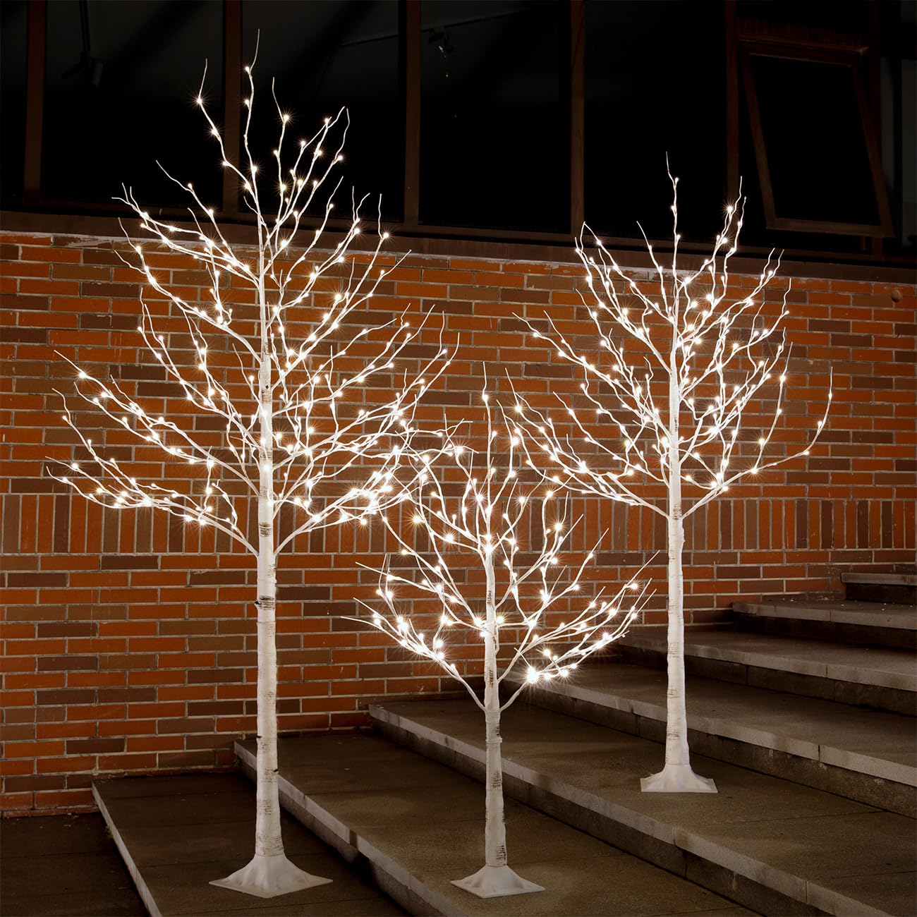 Photo 1 of Tybeeu Lighted Birch Tree Set 4ft, 6ft and 8ft with Warm White LED Lights for Holiday Decor - Realistic Design, UL Certified, Dimmable, Waterproof - Ideal for Indoor and Outdoor Decoration