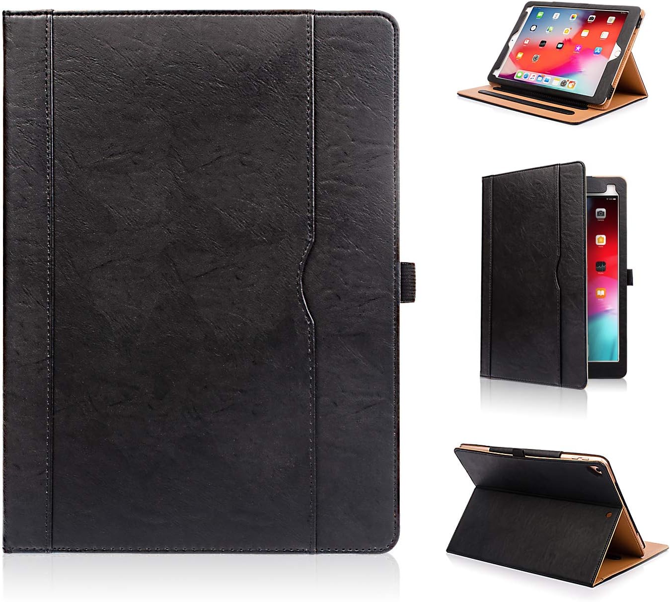 spocase ipad Air 2019 Case ipad Air 3 case 10.5 inch Leather Folio Stand Multiple Viewing Angle Smart [Auto Sleep/Wake] Protective Case Cover with Pencil Holder for ipad Air 3rd Generation Black