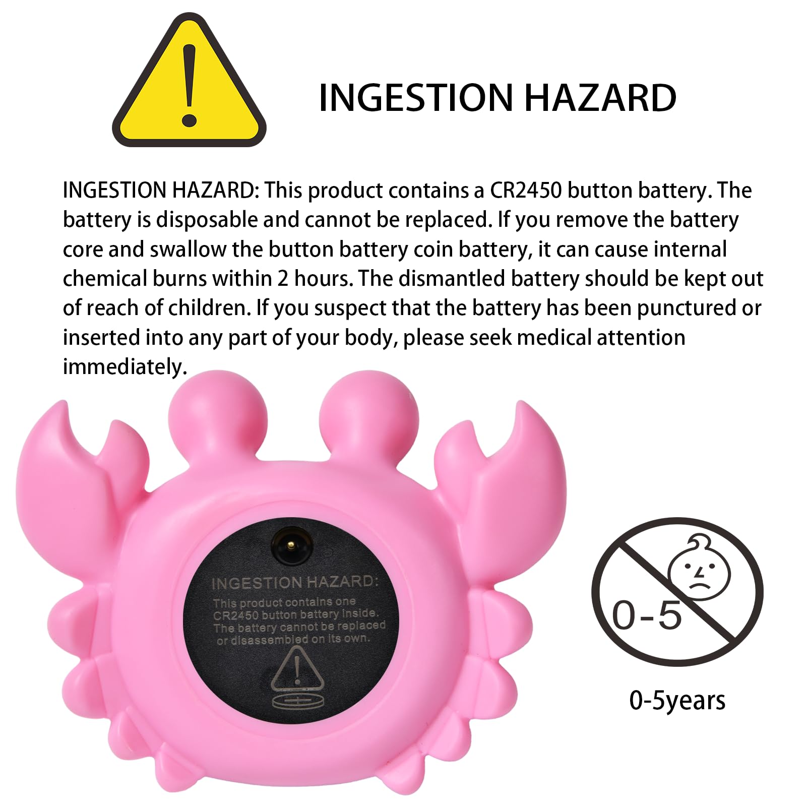 Baby Bath Thermometer,Baby Bath,Newborn Swimming Safety Toy,Bathtub Water Thermometer,Large Eyed Crab Toy Floating Water Temperature Gauge Baby Temperature Warning,Girl Baby Pink
