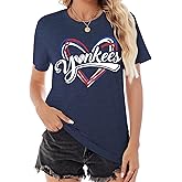 Baseball Shirt for Women Game Day Baseball Fan Shirt Mom Tee Casual Short Sleeve Tops