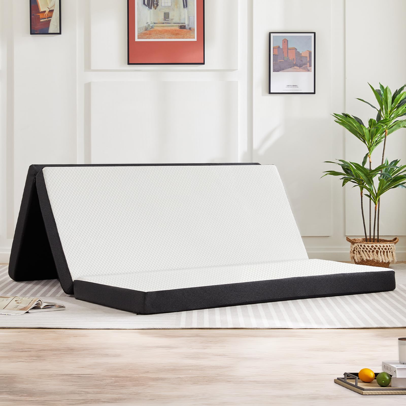 Photo 1 of **SCRATCH. DIRT**Sweetcrispy Tri-Fold Memory Foam Mattress with Collapsible and Washable Cover, Portable Floor Bed with CertiPUR-US Certified, for Travel & Yoga, Guest Mat