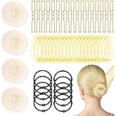 YINGFENG 134 Pcs Beige Hair Bun Maker Kit for Kids Small - 4 Hair Donuts for Buns, 20 Hair Nets for Buns, 100 U Shaped Bobby Pins, 10 Hair Bands, for Girls, Ballet Dance, Hair Accessories for Women