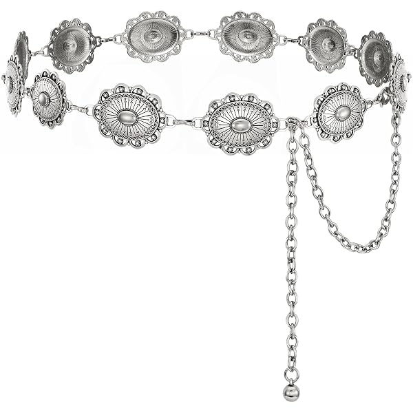 Amazon.com: Women Western Metal Oval Concho Belt  display picture 3