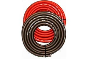 PAKA HAND TOOLS Real 1/0 Gauge Wire 5 FEET RED/5 FEET Black , Amplifier Power/Ground Amp Wire 10 Feet Cable Roll